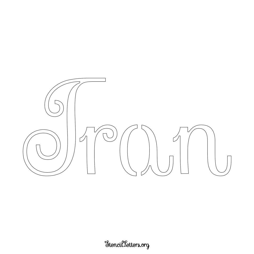Tran name stencil in Ornamental Cursive Lettering