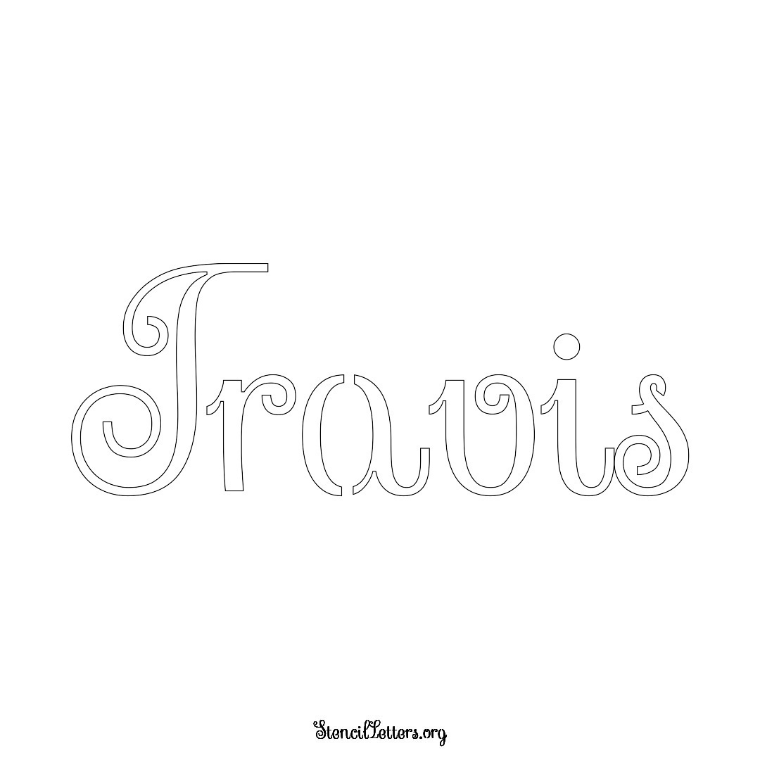 Travis name stencil in Ornamental Cursive Lettering