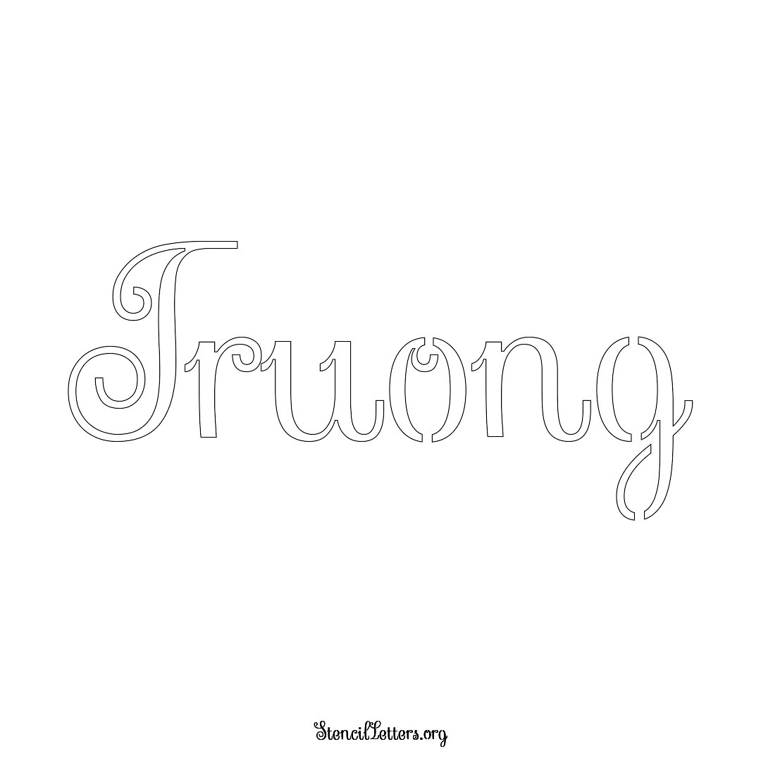 Truong name stencil in Ornamental Cursive Lettering