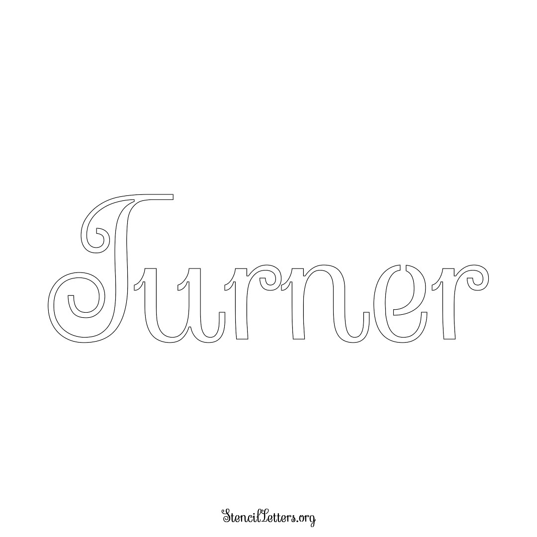 Turner name stencil in Ornamental Cursive Lettering