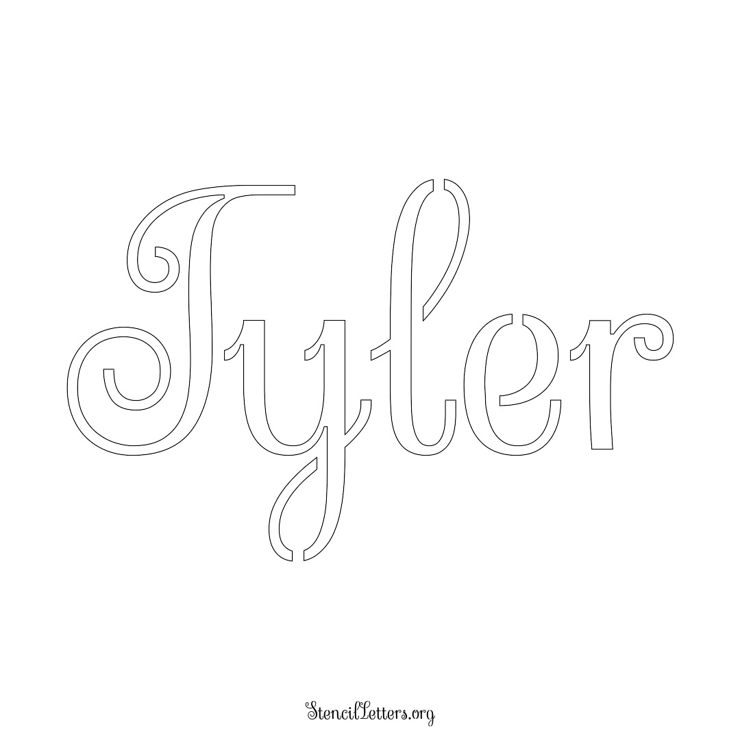 Tyler name stencil in Ornamental Cursive Lettering