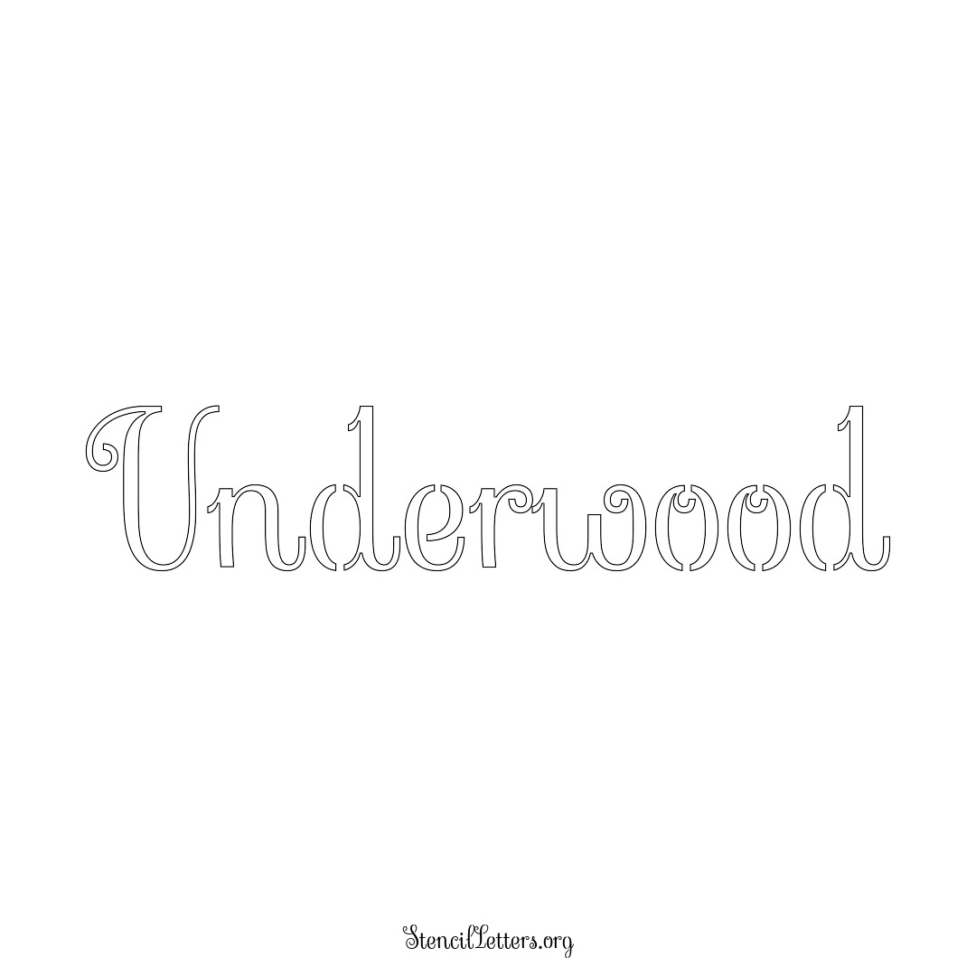 Underwood name stencil in Ornamental Cursive Lettering