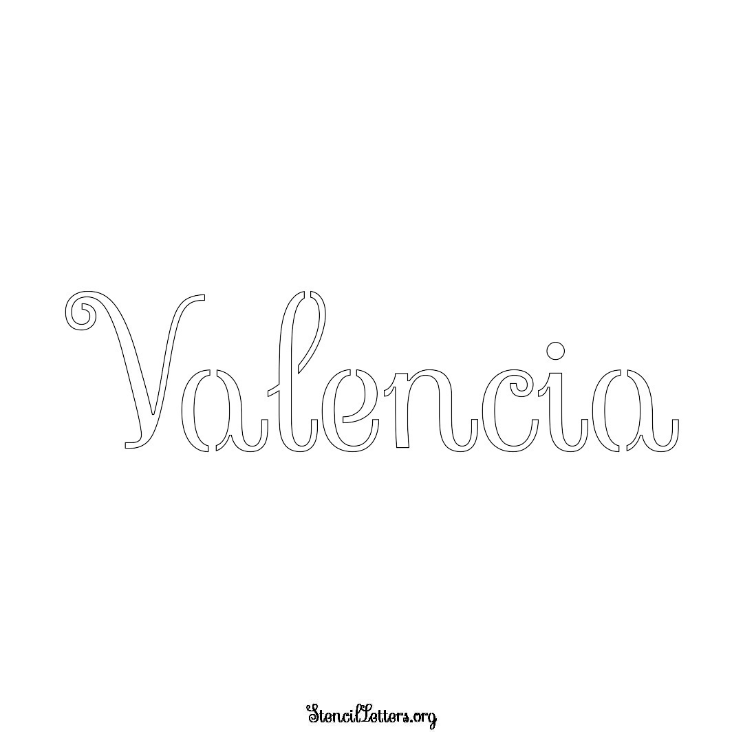 Valencia name stencil in Ornamental Cursive Lettering