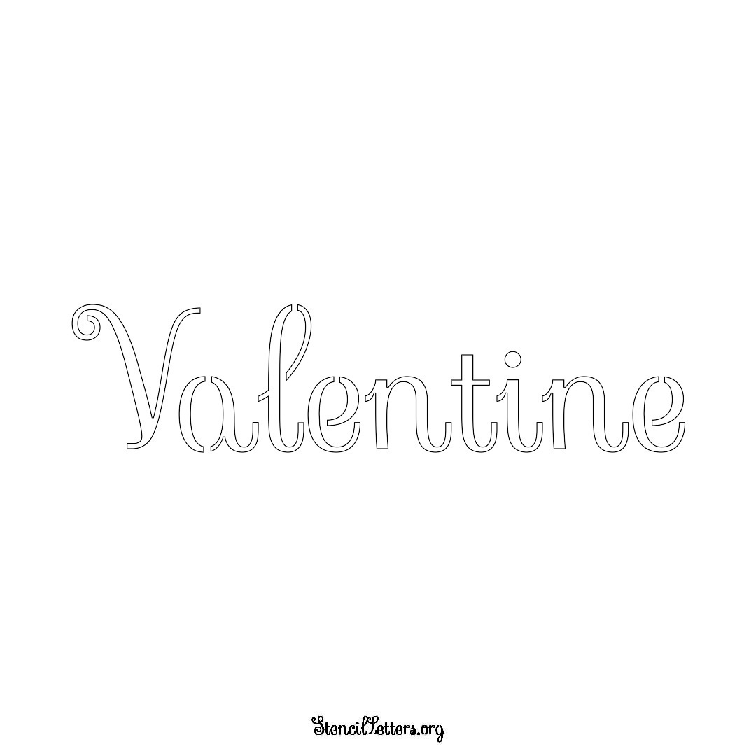 Valentine name stencil in Ornamental Cursive Lettering