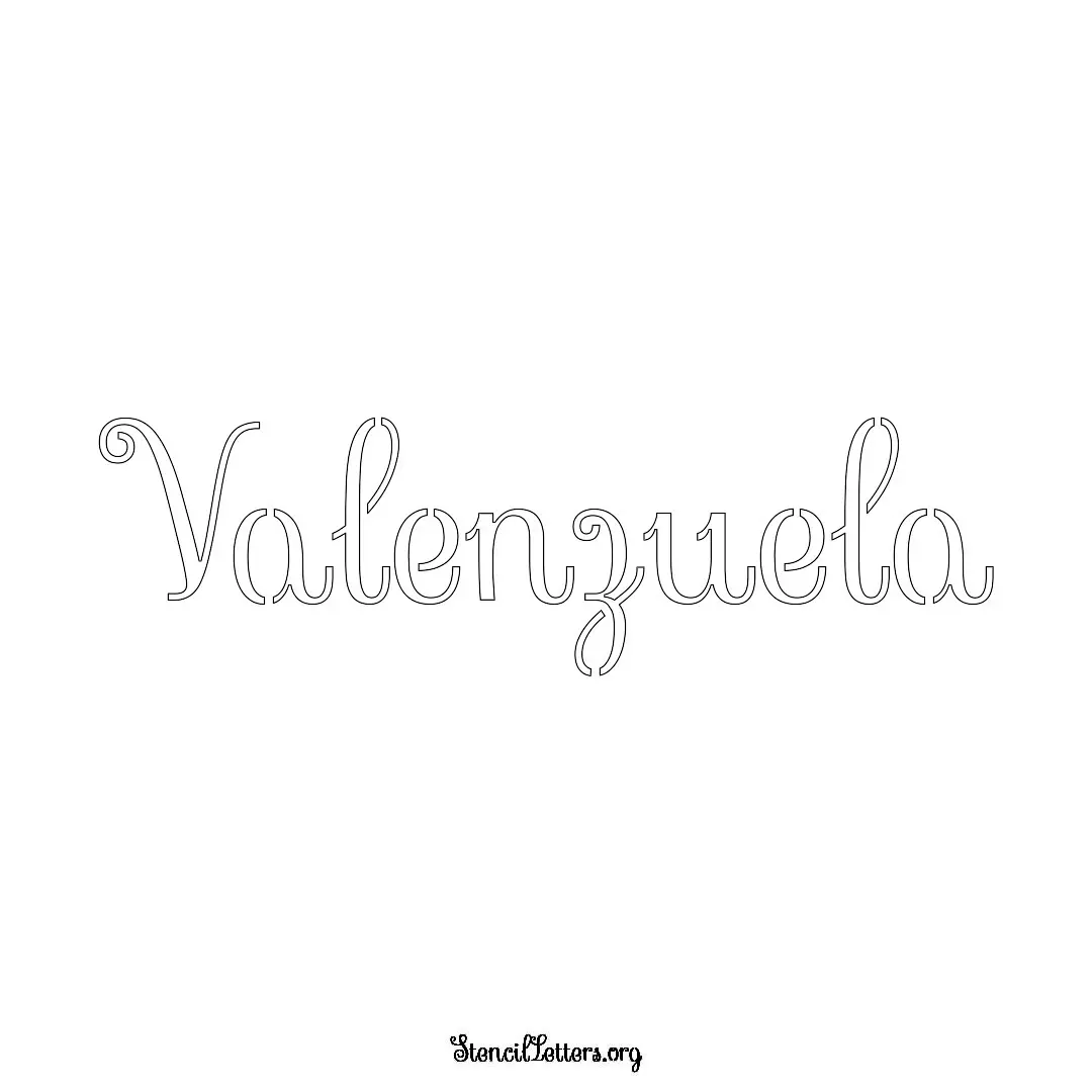 Valenzuela Free Printable Family Name Stencils with 6 Unique Typography and Lettering Bridges