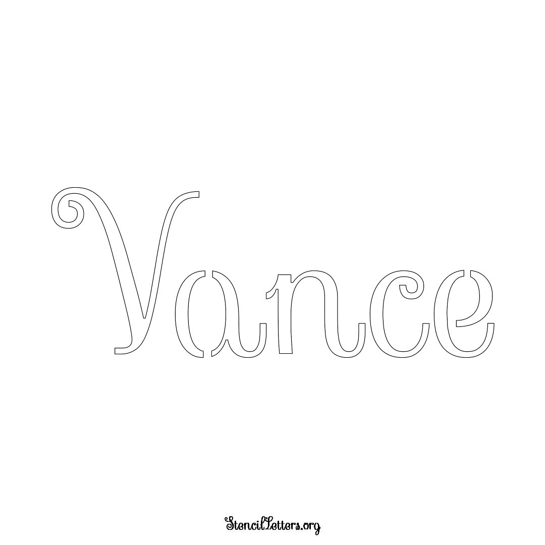 Vance name stencil in Ornamental Cursive Lettering