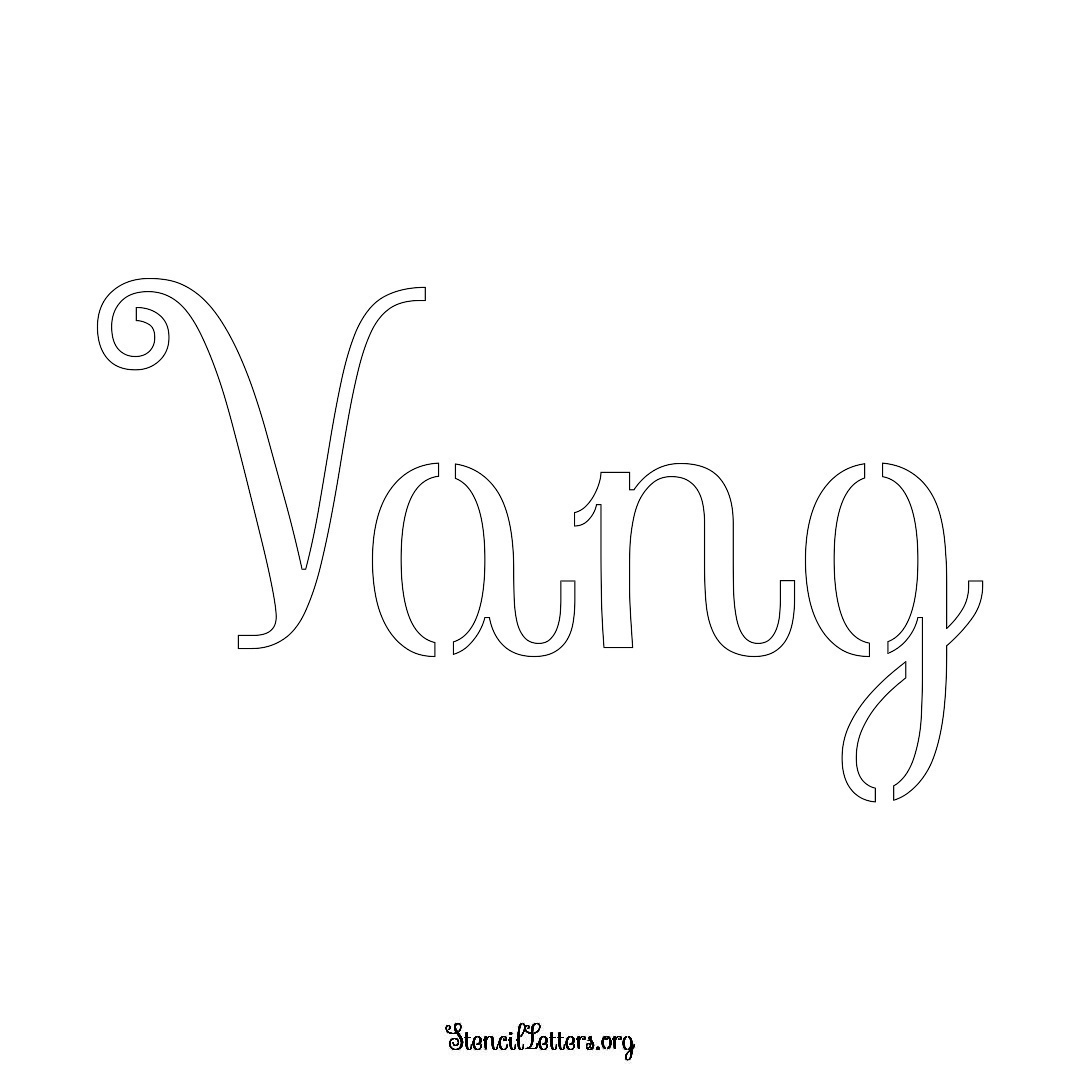 Vang name stencil in Ornamental Cursive Lettering