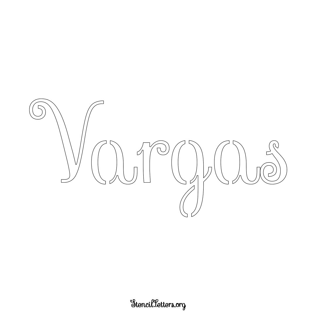 Vargas name stencil in Ornamental Cursive Lettering