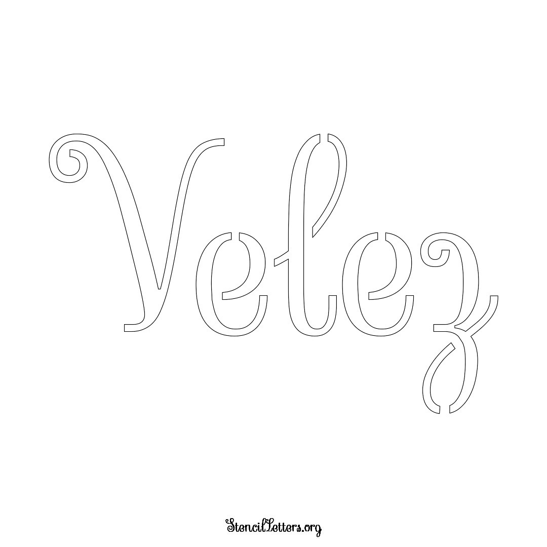 Velez name stencil in Ornamental Cursive Lettering