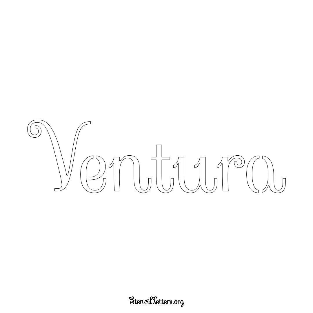 Ventura name stencil in Ornamental Cursive Lettering