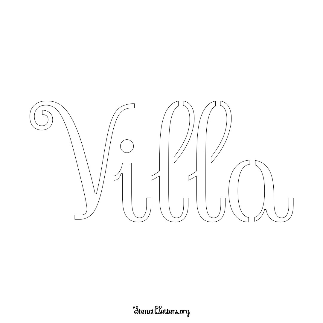 Villa name stencil in Ornamental Cursive Lettering