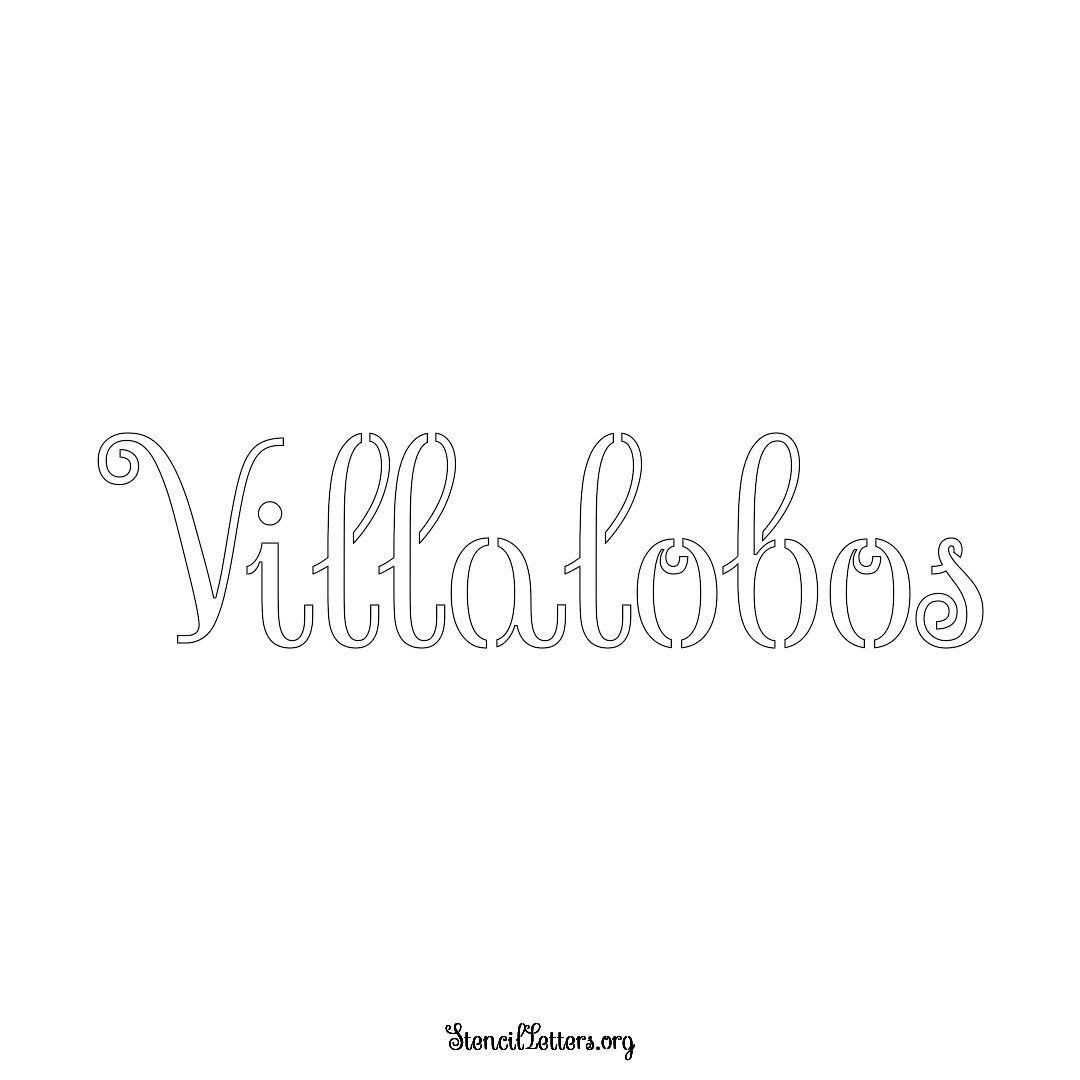 Villalobos name stencil in Ornamental Cursive Lettering