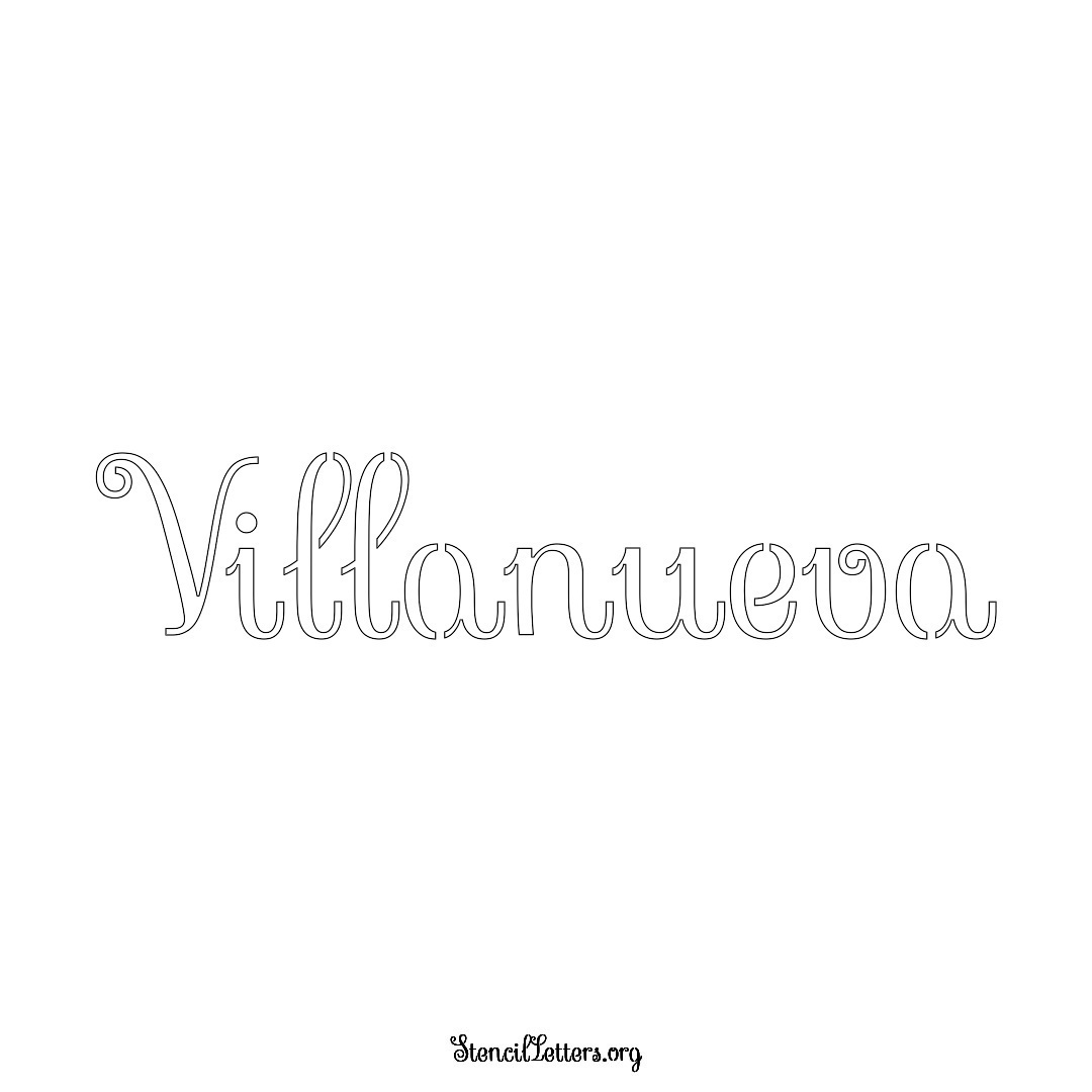 Villanueva name stencil in Ornamental Cursive Lettering