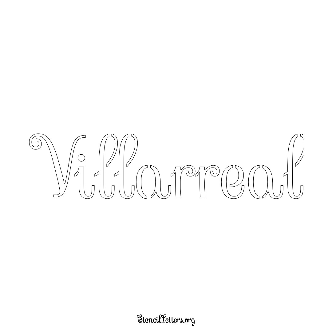 Villarreal name stencil in Ornamental Cursive Lettering