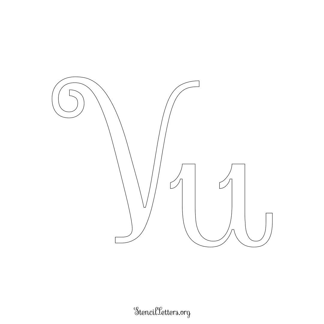 Vu name stencil in Ornamental Cursive Lettering