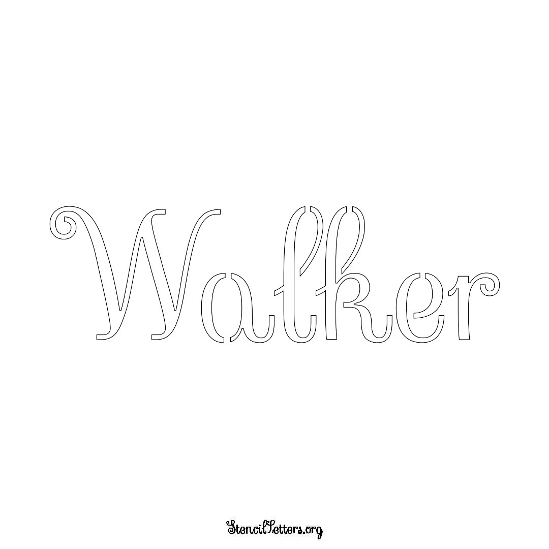 Walker name stencil in Ornamental Cursive Lettering