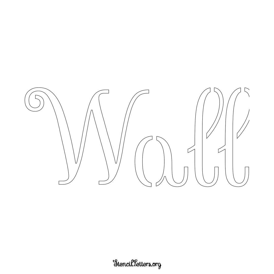 Wall name stencil in Ornamental Cursive Lettering