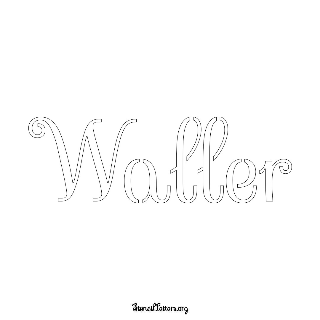 Waller name stencil in Ornamental Cursive Lettering
