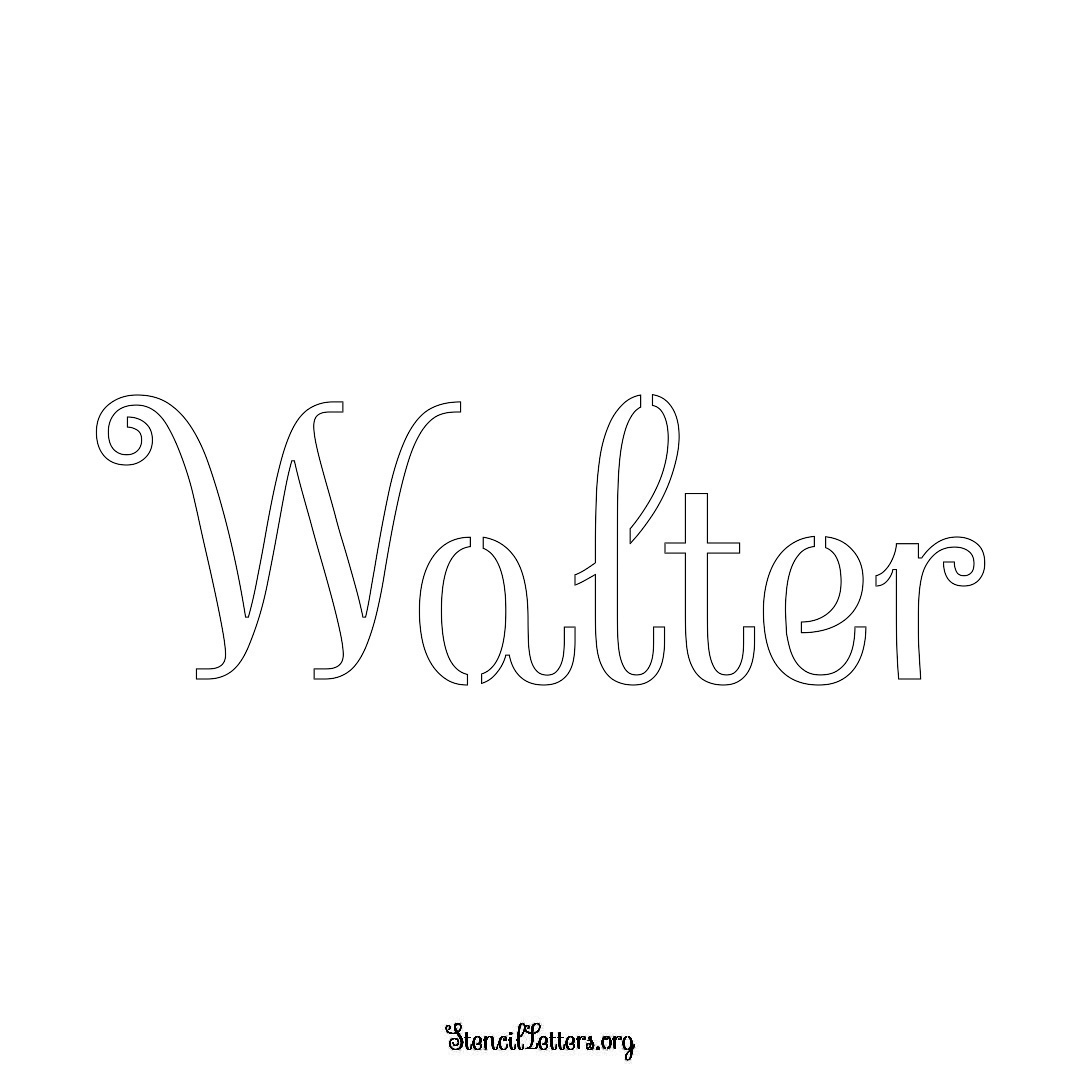Walter name stencil in Ornamental Cursive Lettering