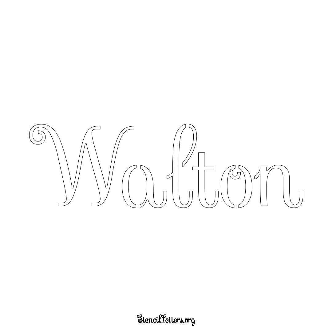 Walton name stencil in Ornamental Cursive Lettering