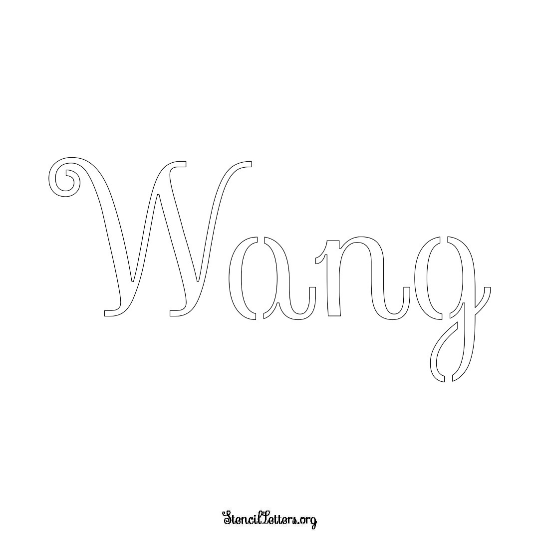 Wang name stencil in Ornamental Cursive Lettering