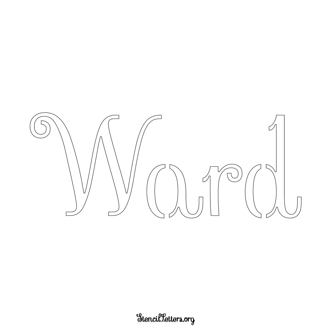 Ward name stencil in Ornamental Cursive Lettering