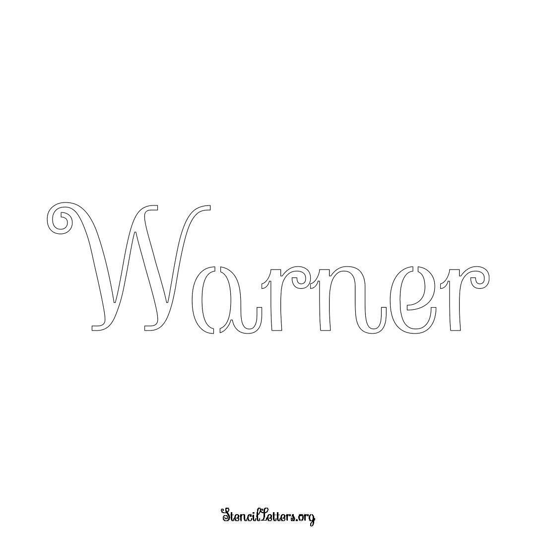 Warner name stencil in Ornamental Cursive Lettering