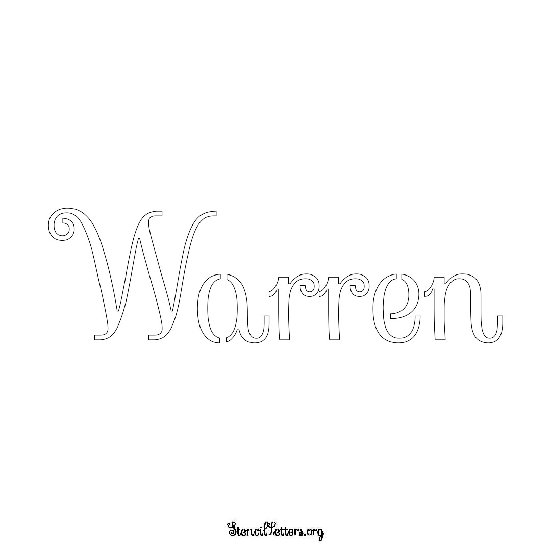 Warren name stencil in Ornamental Cursive Lettering