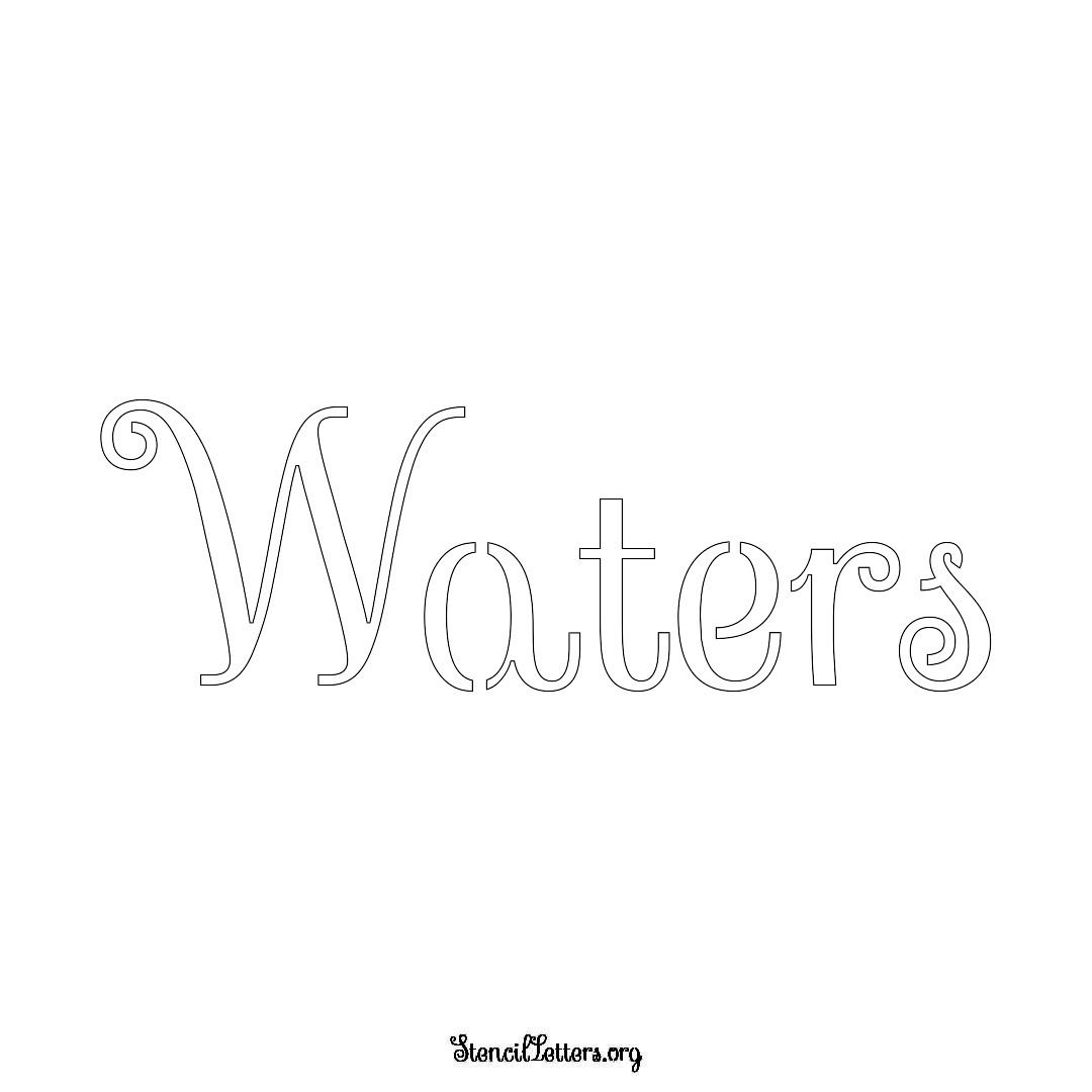 Waters name stencil in Ornamental Cursive Lettering