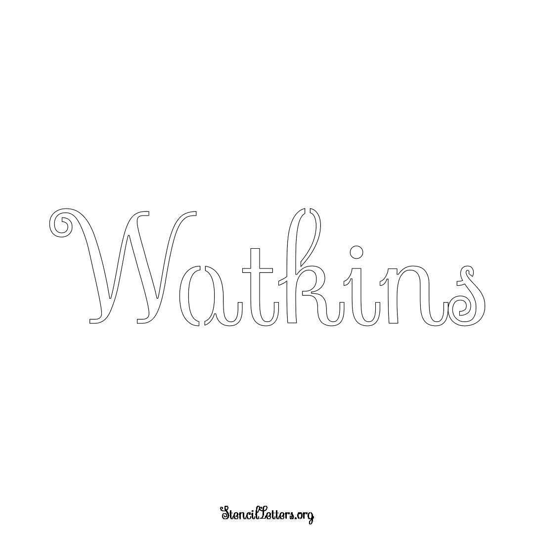 Watkins name stencil in Ornamental Cursive Lettering
