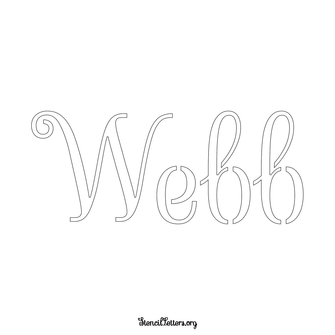 Webb name stencil in Ornamental Cursive Lettering