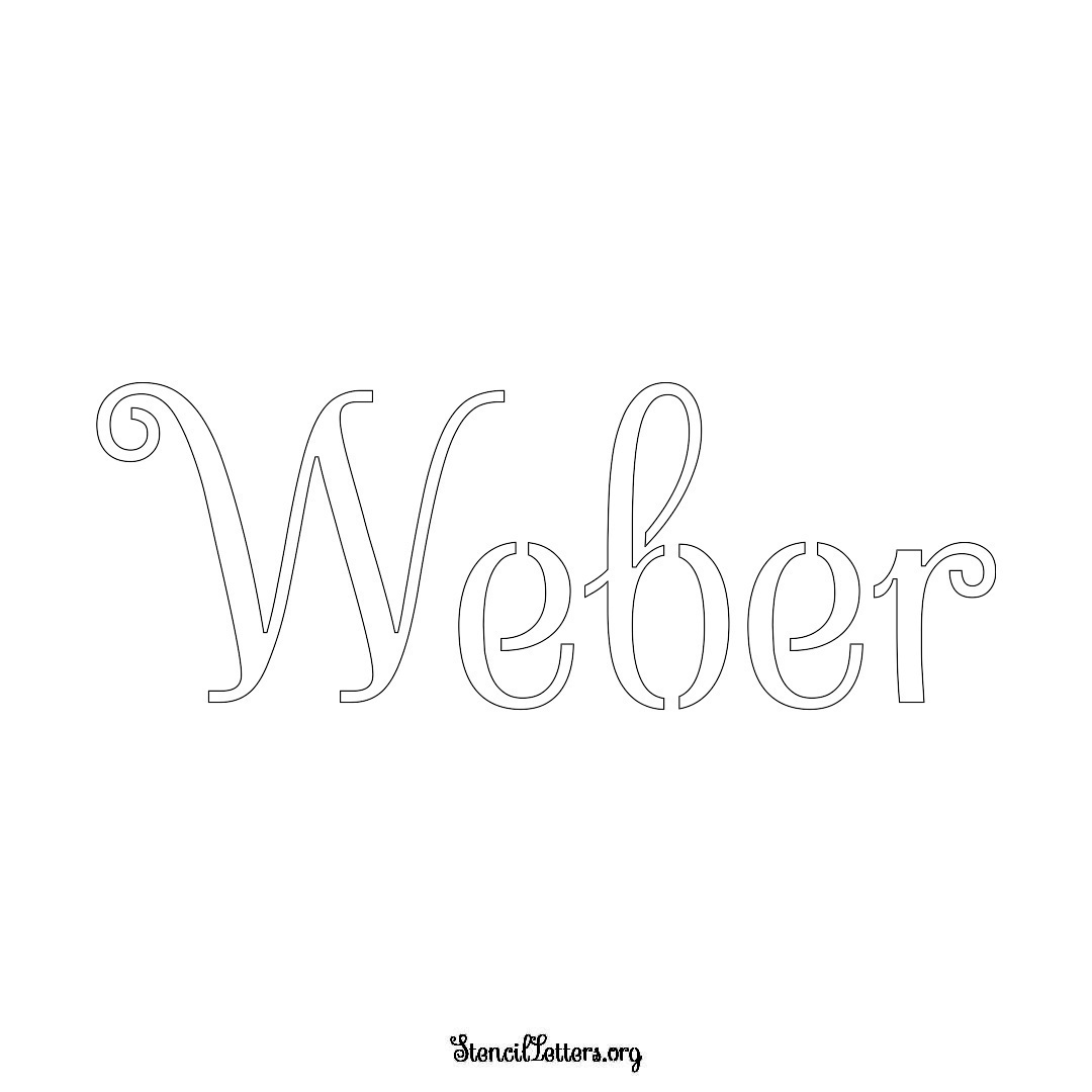 Weber name stencil in Ornamental Cursive Lettering