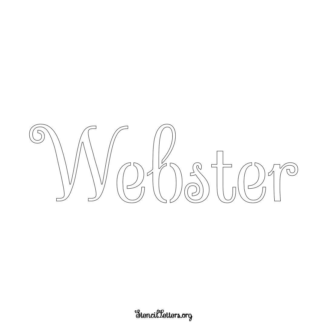 Webster name stencil in Ornamental Cursive Lettering