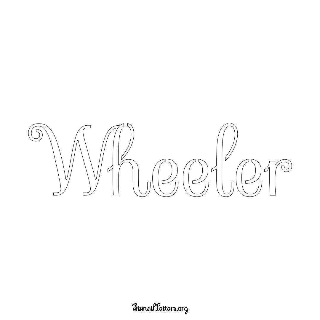 Wheeler name stencil in Ornamental Cursive Lettering