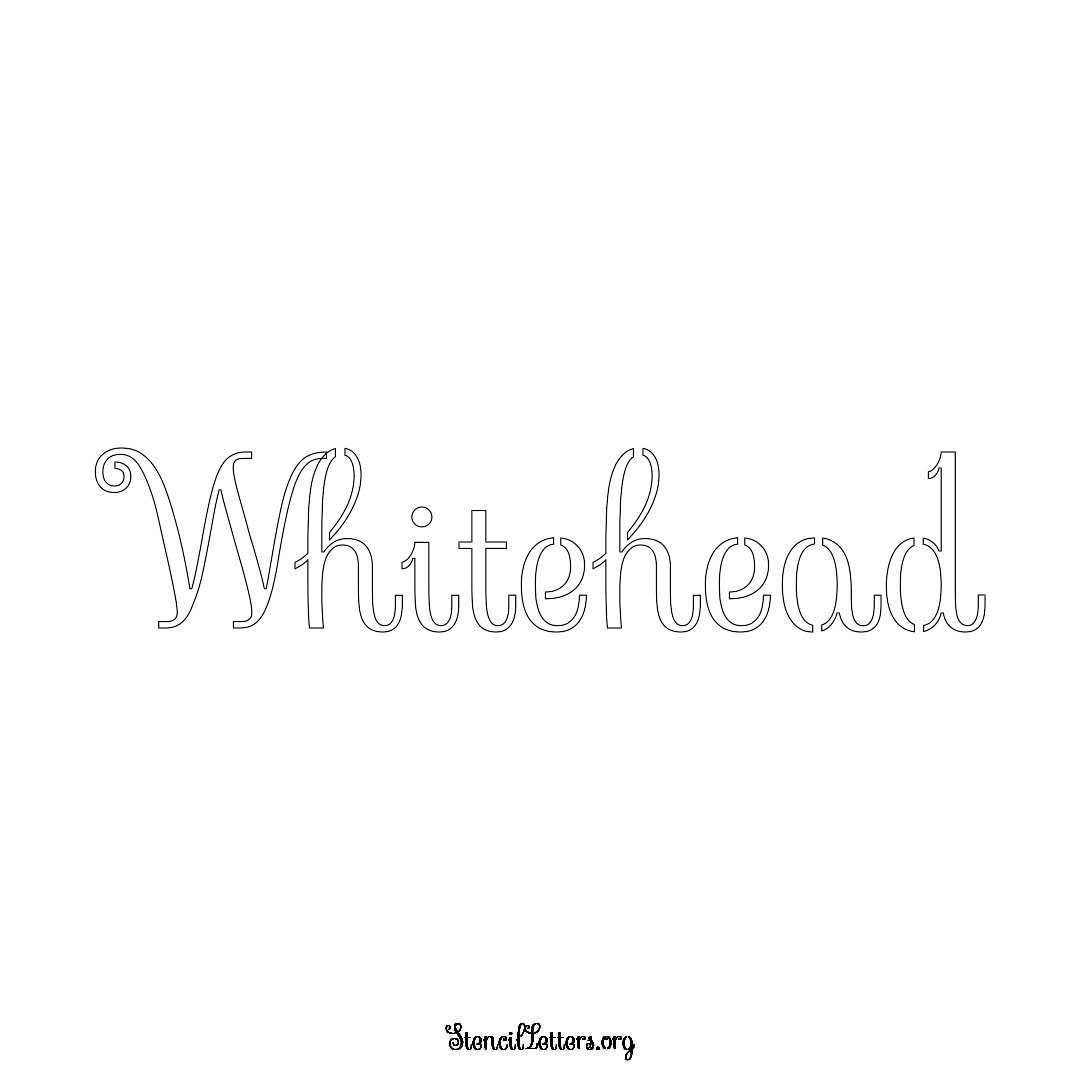 Whitehead name stencil in Ornamental Cursive Lettering