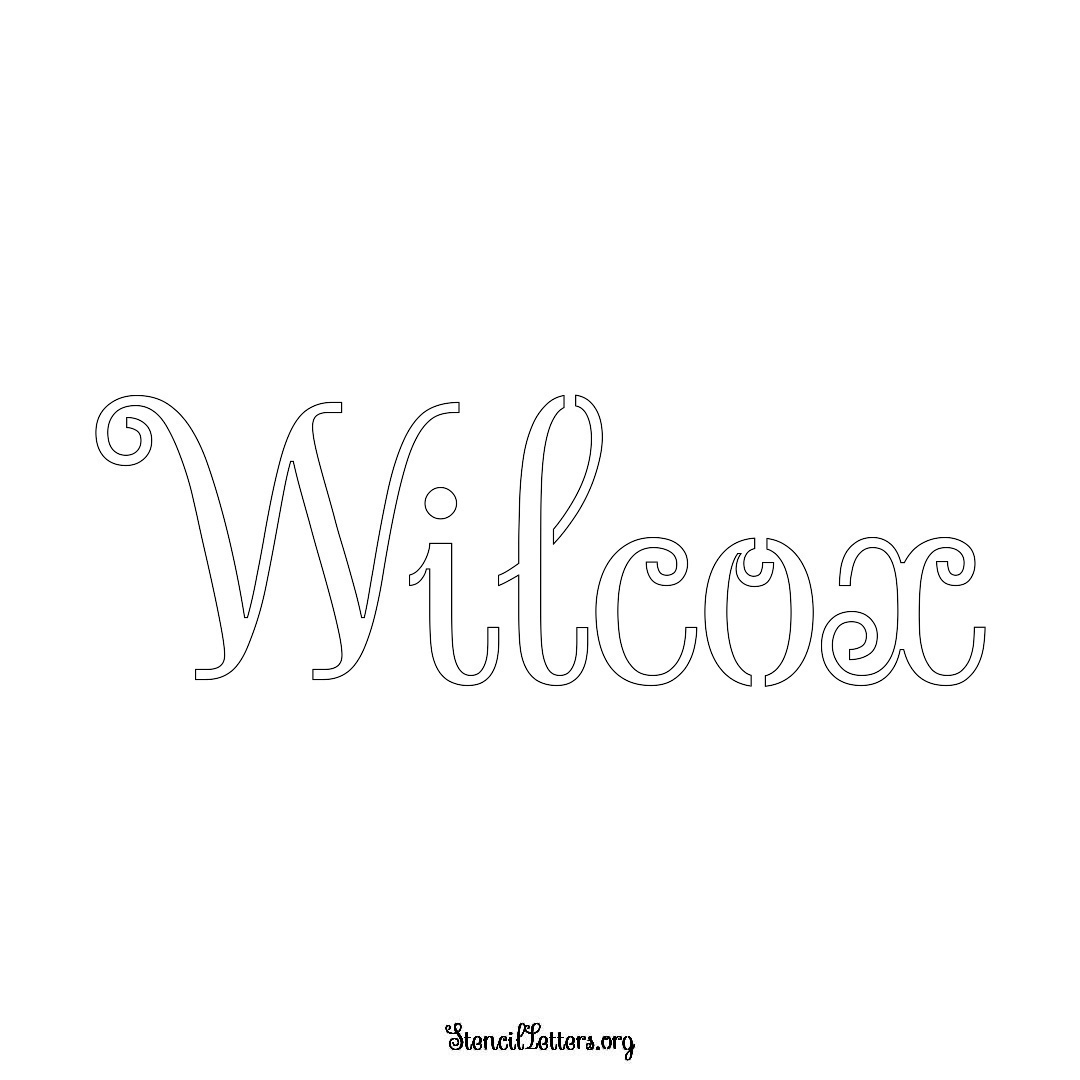 Wilcox name stencil in Ornamental Cursive Lettering