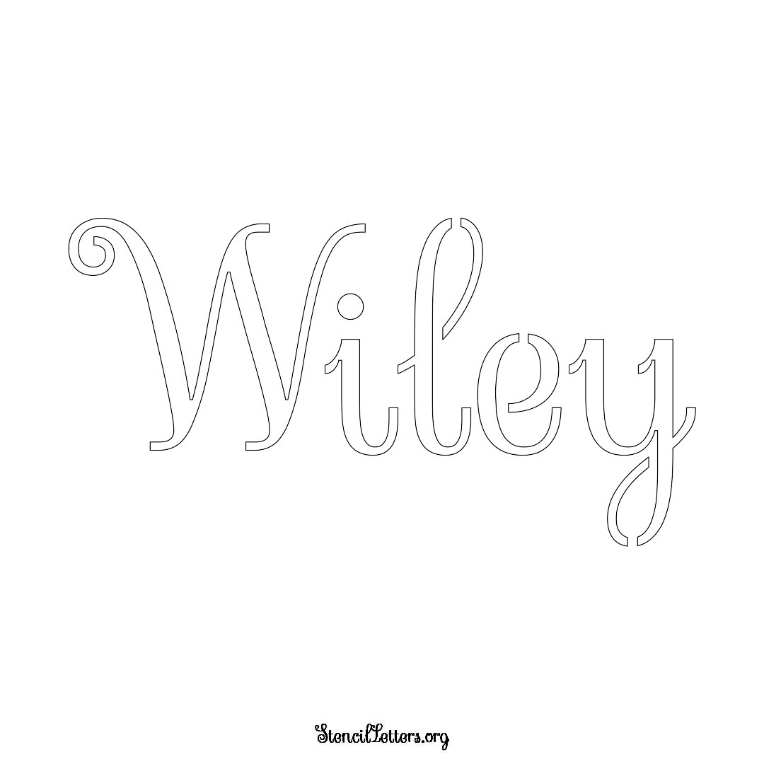 Wiley name stencil in Ornamental Cursive Lettering