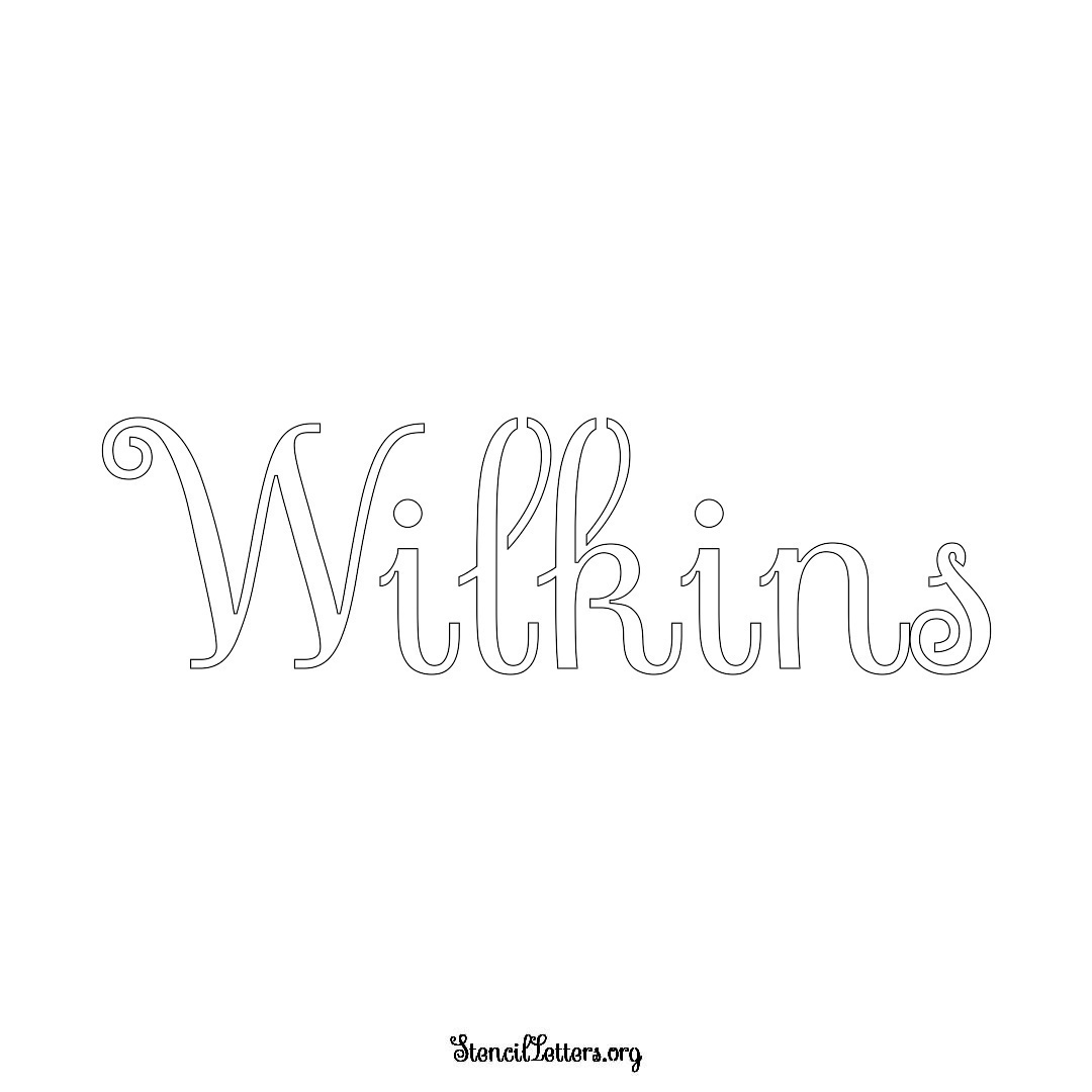 Wilkins name stencil in Ornamental Cursive Lettering