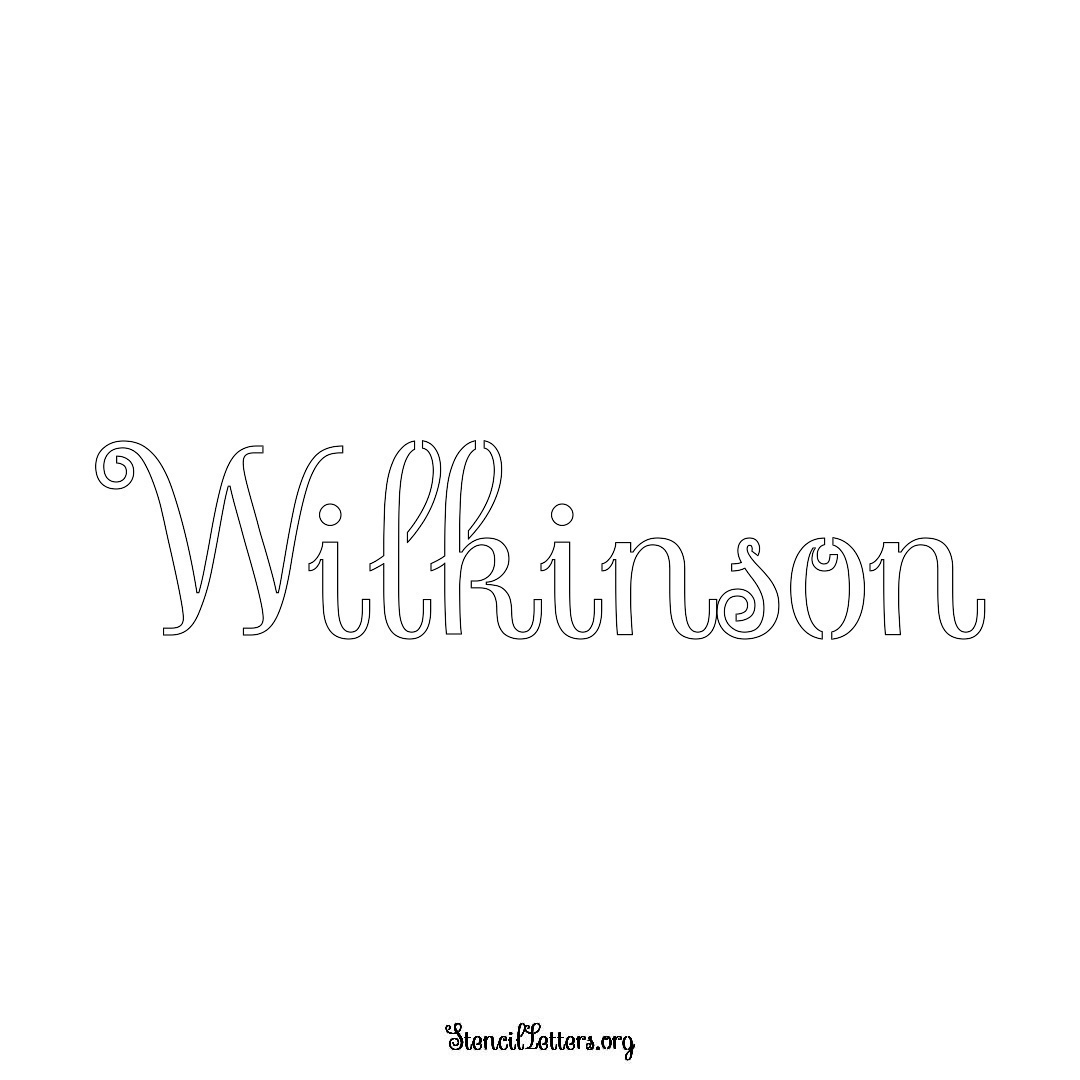 Wilkinson name stencil in Ornamental Cursive Lettering