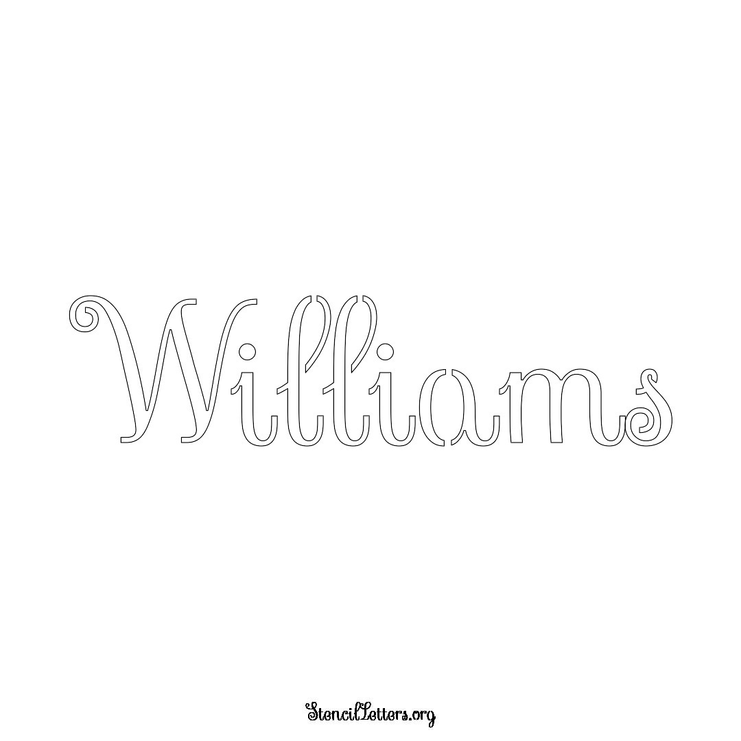 Williams name stencil in Ornamental Cursive Lettering