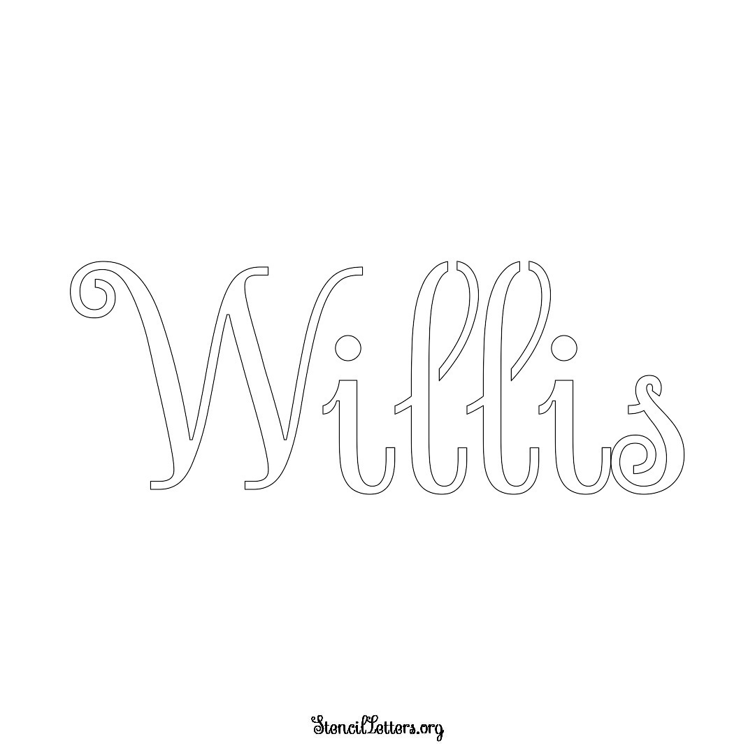 Willis name stencil in Ornamental Cursive Lettering