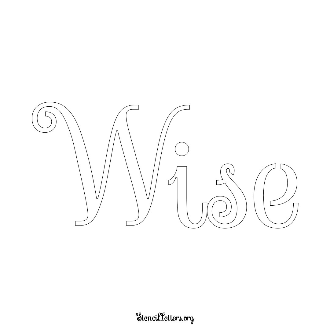 Wise name stencil in Ornamental Cursive Lettering