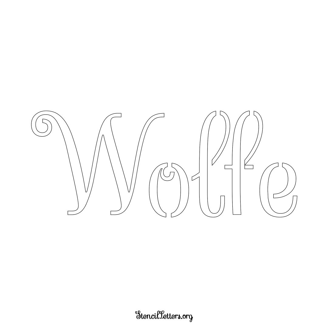 Wolfe name stencil in Ornamental Cursive Lettering