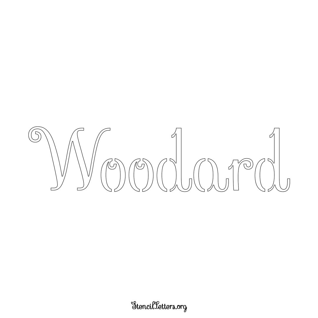 Woodard name stencil in Ornamental Cursive Lettering