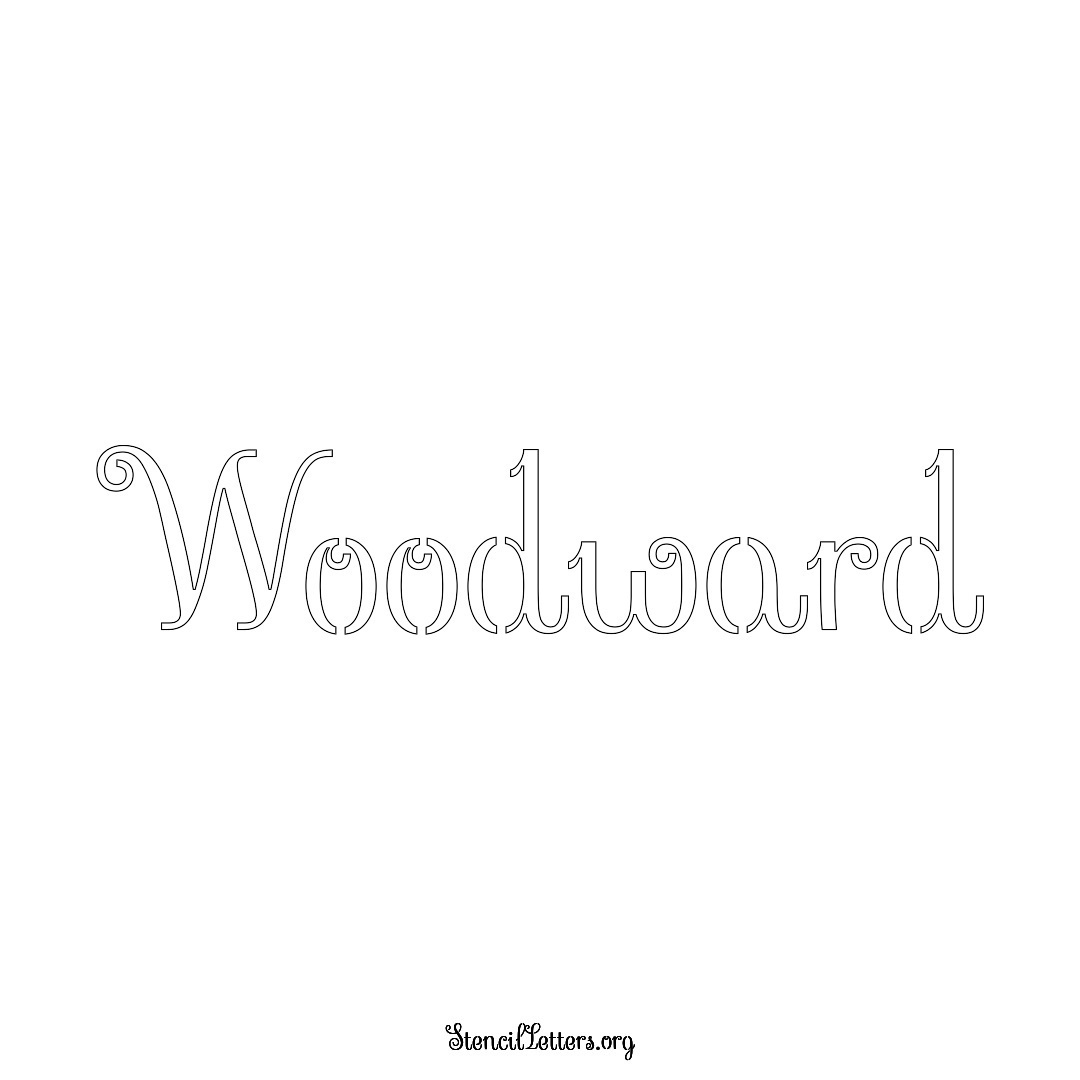 Woodward name stencil in Ornamental Cursive Lettering