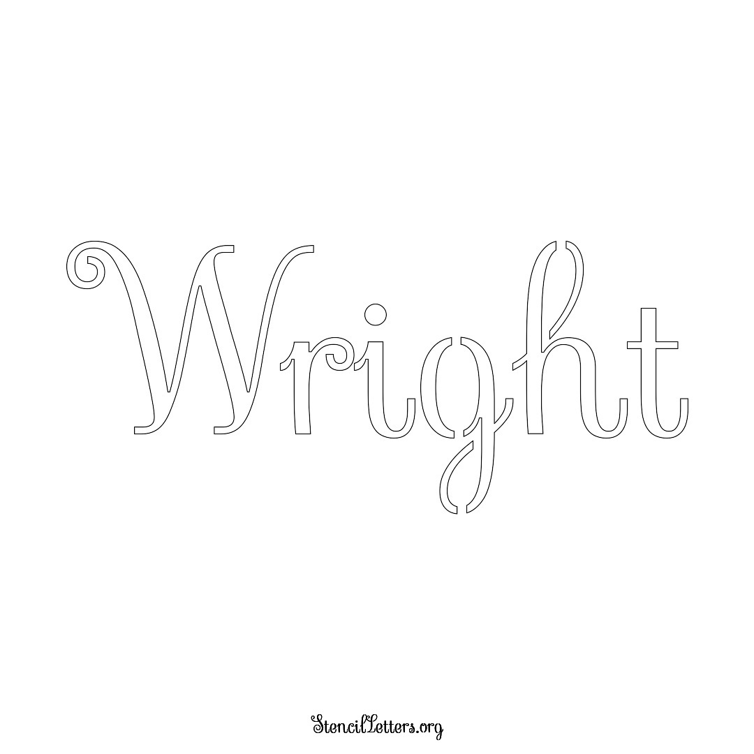 Wright name stencil in Ornamental Cursive Lettering