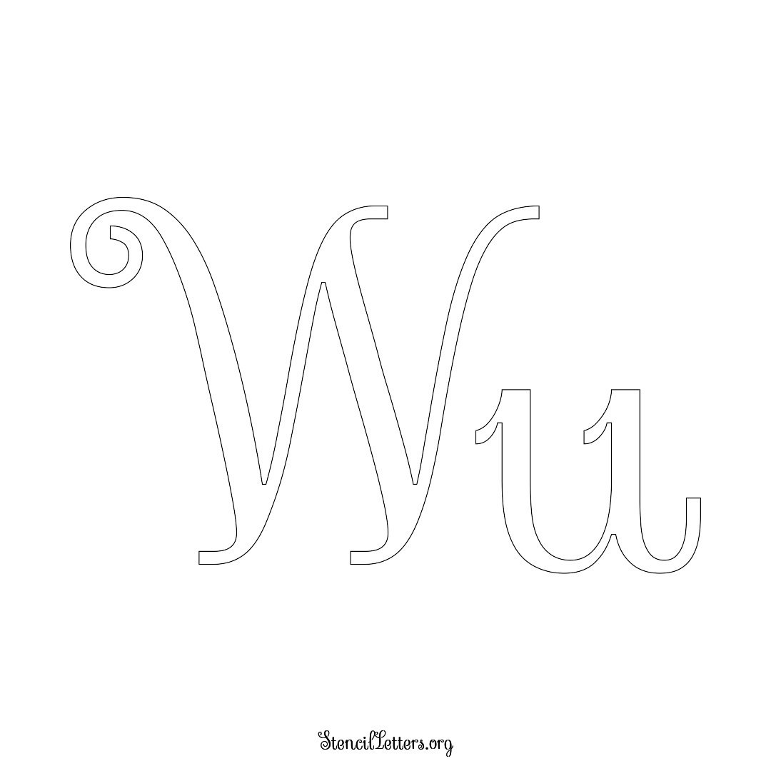 Wu name stencil in Ornamental Cursive Lettering