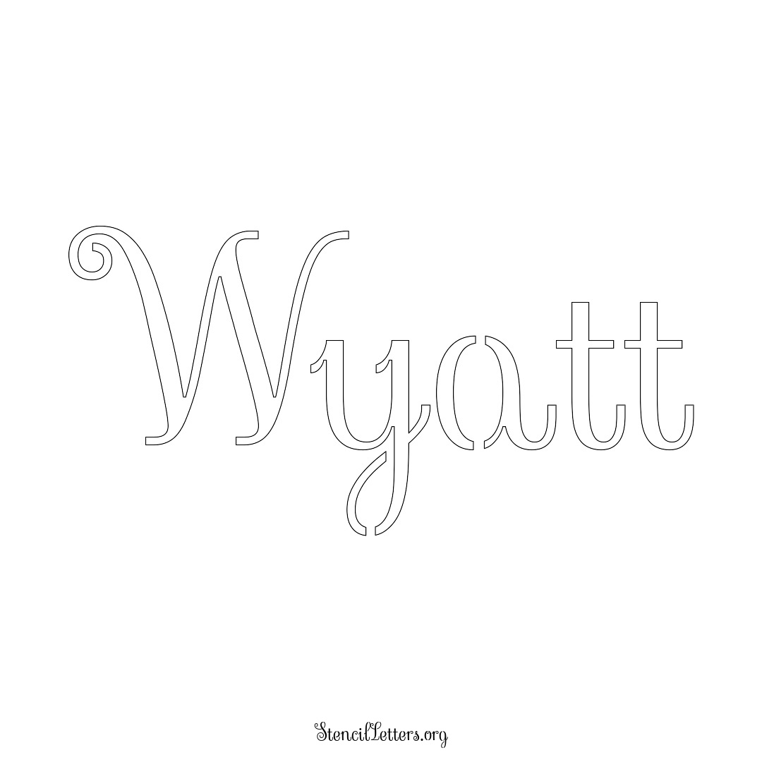 Wyatt name stencil in Ornamental Cursive Lettering
