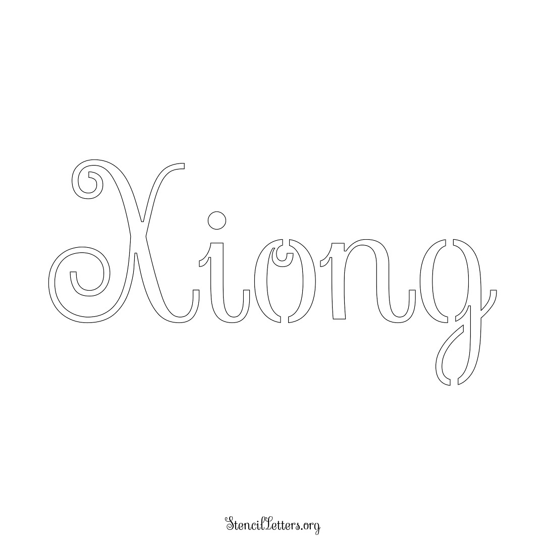 Xiong name stencil in Ornamental Cursive Lettering
