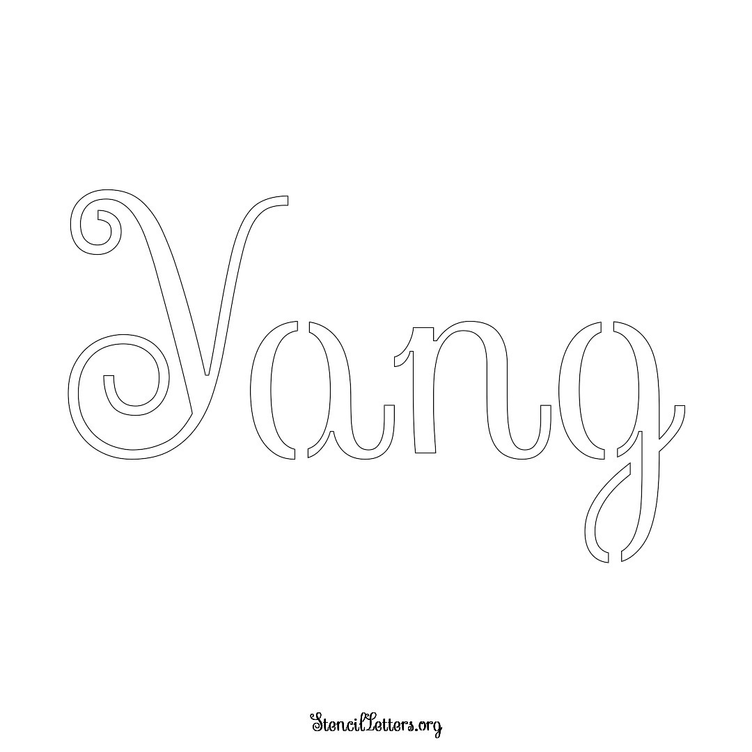 Yang name stencil in Ornamental Cursive Lettering